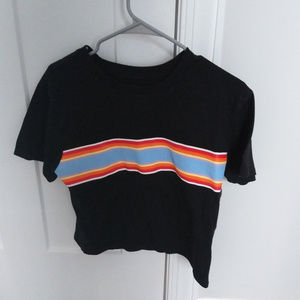 Black striped crop top